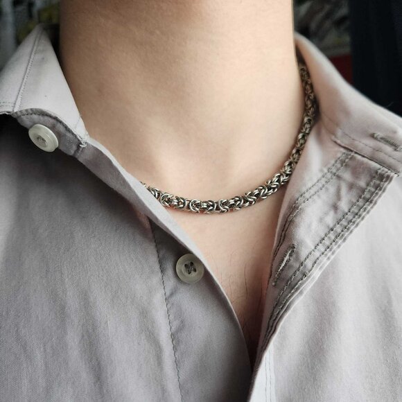 Men's 18 inch byzantine silver chain - Picture 8 of 8